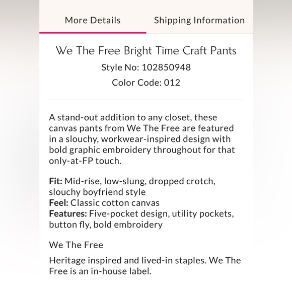 Free People We the Free Bright Time Craft Embroidered Pants MSRP $298 - Picture 11 of 16